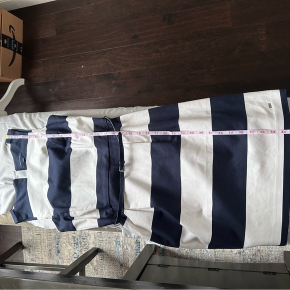 Tommy Hilfiger Navy White Striped Boat Neck Sheath Dress Belted Size 0 Nautica - Picture 11 of 11